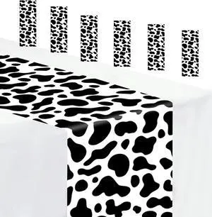 6 PCS Cow Print Plastic Table Runner 14 x 108 Inches For Cow Theme Party Birthday Baby Shower Disposable 6 PCS Cow Print Plastic Table Runner 14 x 108 Inches For Cow Theme Party Birthday Baby Shower Disposable