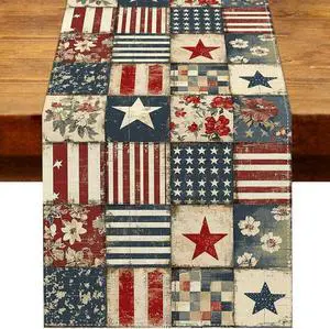 Vintage 4th of July Table Runner Retro Patchwork American 250th Anniversary Memorial Independence Day Patriotic Party Decoration Home Kitchen Table Decor13" x 72" Vintage 4th of July Table Runner Retro Patchwork American 250th Anniversary Memorial Independence Day Patriotic Party Decoration Home Kitchen Table Decor13" x 72"