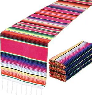 DOMESTAR 2 Pack Serape Table Runner, 14x84 Fiesta Mexican Runners | Vibrant Striped Caminosde Mesa with Tassel Fringe, for Cinco De Mayo, Mexican Party, Wedding & Home Table Decor DOMESTAR 2 Pack Serape Table Runner, 14x84 Fiesta Mexican Runners | Vibrant Striped Caminosde Mesa with Tassel Fringe, for Cinco De Mayo, Mexican Party, Wedding & Home Table Decor