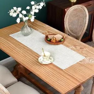 Farmhouse Rustic Faux Linen Table Runner Neutral Beige Table Runners Double Layer Reversible Rectangle Runners for Daily Use Kitchen Dining Banquet Holiday 13x36 Inch Farmhouse Rustic Faux Linen Table Runner Neutral Beige Table Runners Double Layer Reversible Rectangle Runners for Daily Use Kitchen Dining Banquet Holiday 13x36 Inch
