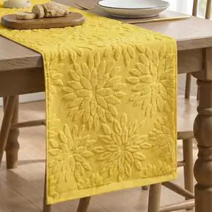 Artoid Mode Yellow Soft 3D Jacquard Dahlia Floral Pinnata 100%Cotton Spring Table Runner, Holiday Kitchen Dining Table Decoration for Home Party Decor 13x72 Inch Artoid Mode Yellow Soft 3D Jacquard Dahlia Floral Pinnata 100%Cotton Spring Table Runner, Holiday Kitchen Dining Table Decoration for Home Party Decor 13x72 Inch