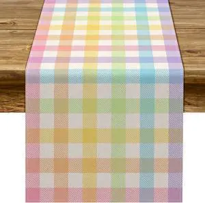Pudodo Easter Buffalo Plaid Check Table Runner Spring Holiday Farmhouse Fireplace Kitchen Dining Room Home Party Decoration (13" x 72") Pudodo Easter Buffalo Plaid Check Table Runner Spring Holiday Farmhouse Fireplace Kitchen Dining Room Home Party Decoration (13" x 72")
