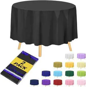 Premium Black Plastic Table Cloth Disposable (2 Pack) Round Tablecloth (84in) Party Table Cloths Disposable, Perfect Table Cloth Round Cover for Any Table Up to 6 Feet Premium Black Plastic Table Cloth Disposable (2 Pack) Round Tablecloth (84in) Party Table Cloths Disposable, Perfect Table Cloth Round Cover for Any Table Up to 6 Feet