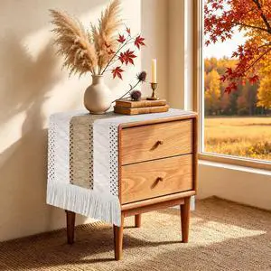 Boho Table Runner 36 inches, Fall Small Macrame Farmhouse Dresser Decor | Neutral Rustic Table Runner Short, Nightstand Runner for Bedroom, Coffee Table, End Table, Side Table Cover Home Decorations Boho Table Runner 36 inches, Fall Small Macrame Farmhouse Dresser Decor | Neutral Rustic Table Runner Short, Nightstand Runner for Bedroom, Coffee Table, End Table, Side Table Cover Home Decorations