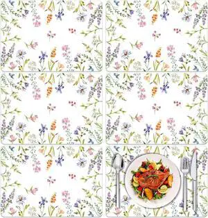 Tarklanda Spring Wild Flowers Placemats Set of 6, Summer Floral Plastic Washable Place Mats, Watercolor Flower Vinyl Table Mats for Indoor Outdoor Dining Table Kitchen Holiday Party Tarklanda Spring Wild Flowers Placemats Set of 6, Summer Floral Plastic Washable Place Mats, Watercolor Flower Vinyl Table Mats for Indoor Outdoor Dining Table Kitchen Holiday Party
