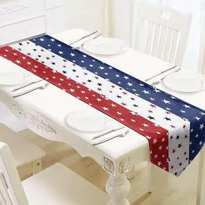4th of July Table Runner Decorations - 71x13 Inch Linen Patriotic Table Runner for Fourth of July, Independence Day, Memorial Day, USA Flag Stars Pattern Table Cover for Home Fireplace Party Supplies 4th of July Table Runner Decorations - 71x13 Inch Linen Patriotic Table Runner for Fourth of July, Independence Day, Memorial Day, USA Flag Stars Pattern Table Cover for Home Fireplace Party Supplies