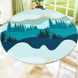 Moosfor Printed Spandex Round Tablecloth Fitted Table Cloth for 36-44 Table | Circle Patterned Elastic Table Cover, Stretch Washable Table Cloths for Picnic, Patio, Dining, Kitchen, Forest Moosfor Printed Spandex Round Tablecloth Fitted Table Cloth for 36-44 Table | Circle Patterned Elastic Table Cover, Stretch Washable Table Cloths for Picnic, Patio, Dining, Kitchen, Forest