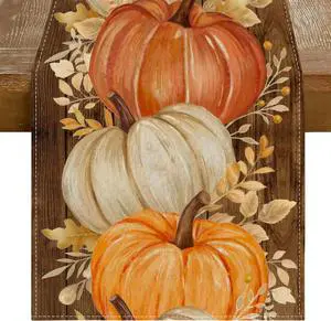RABUSOFA Fall Table Runner 13x72 Inch Orange Pumpkins Fall Decor for Home | Golden Maple Leaves Nostalgic Print,Seasonal Autumn Kitchen Dining Table Holiday Thanksgiving Decorations for Party RABUSOFA Fall Table Runner 13x72 Inch Orange Pumpkins Fall Decor for Home | Golden Maple Leaves Nostalgic Print,Seasonal Autumn Kitchen Dining Table Holiday Thanksgiving Decorations for Party