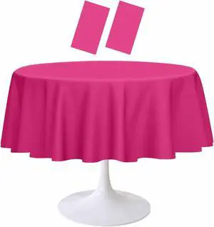 2 Pack Hot Pink Round Tablecloth 84 x 84 Inch Circle Plastic Table Cover Disposable Table Cloth for Baby Shower Wedding Birthday Party Picnic Round Plastic 2 Pack Hot Pink Round Tablecloth 84 x 84 Inch Circle Plastic Table Cover Disposable Table Cloth for Baby Shower Wedding Birthday Party Picnic Round Plastic