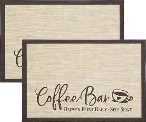 Artoid Mode Coffee Bar Mats Set of 2, 12x18 Inch Washable Non-Slip Plastic PVC Vinyl Table Mats for Coffee Machine, Countertops Artoid Mode Coffee Bar Mats Set of 2, 12x18 Inch Washable Non-Slip Plastic PVC Vinyl Table Mats for Coffee Machine, Countertops