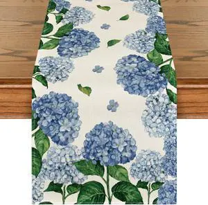 Artoid Mode Watercolor Hydrangea Table Runner, Spring Summer Seasonal Kitchen Dining Table Decoration for Indoor Outdoor Home Party Decor 13 x 72 Inch Artoid Mode Watercolor Hydrangea Table Runner, Spring Summer Seasonal Kitchen Dining Table Decoration for Indoor Outdoor Home Party Decor 13 x 72 Inch