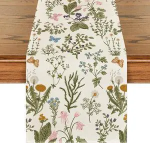 Artoid Mode Wildflowers Floral Spring Table Runner, Butterfly Seasonal Summer Kitchen Dining Table Decoration for Home Party Decor 13x90 Inch Artoid Mode Wildflowers Floral Spring Table Runner, Butterfly Seasonal Summer Kitchen Dining Table Decoration for Home Party Decor 13x90 Inch