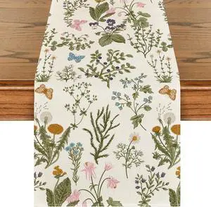 Artoid Mode Wildflowers Floral Spring Table Runner, Seasonal Summer Butterfly Kitchen Dining Table Decoration for Home Party 13x72 Inch Artoid Mode Wildflowers Floral Spring Table Runner, Seasonal Summer Butterfly Kitchen Dining Table Decoration for Home Party 13x72 Inch