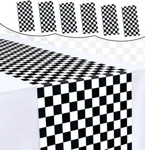 6 Pcs Black and White Checkered Table Runner 14 x 108 Plastic Table Runner for Race Car Theme Party Birthday Baby Shower Disposable Table Runner 6 Pcs Black and White Checkered Table Runner 14 x 108 Plastic Table Runner for Race Car Theme Party Birthday Baby Shower Disposable Table Runner
