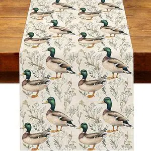 Mallard Duck Table Runner Vintage Duck Hunting Birthday Baby Shower Party Decoration One Lucky Duck Home Kitchen Dining Room Table Decor (13" x 72") Mallard Duck Table Runner Vintage Duck Hunting Birthday Baby Shower Party Decoration One Lucky Duck Home Kitchen Dining Room Table Decor (13" x 72")