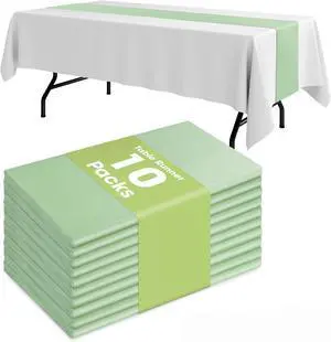 Pureegg Sage Green Plastic Table Runners - 10 Pack, 14'' x 108'', Water Resistant & Disposable Centerpiece Decorations for Table Cloth, Wedding, Birthday, Holiday, Baby Shower, Party, Home Decor Pureegg Sage Green Plastic Table Runners - 10 Pack, 14'' x 108'', Water Resistant & Disposable Centerpiece Decorations for Table Cloth, Wedding, Birthday, Holiday, Baby Shower, Party, Home Decor