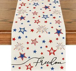 Artoid Mode Patriotic Freedom Stars 4th of July Table Runner, Memorial Day Holiday Kitchen Dining Table Decor for Indoor Outdoor Home Party Decoration 13 x 72 Inch Artoid Mode Patriotic Freedom Stars 4th of July Table Runner, Memorial Day Holiday Kitchen Dining Table Decor for Indoor Outdoor Home Party Decoration 13 x 72 Inch