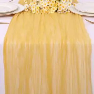 Yellow Gauze Table Runner 10ft Rustic Cheese Cloth Table Runner Boho Style Decoration for Romantic Date Wedding Party Baby Shower Photography Decoration Yellow Gauze Table Runner 10ft Rustic Cheese Cloth Table Runner Boho Style Decoration for Romantic Date Wedding Party Baby Shower Photography Decoration