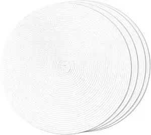FunWheat Round Braided Placemats Set of 4 Place Mats for Dining Tables Woven Washable Non-Slip Table mats Small 13 inch(S White, 4pcs) FunWheat Round Braided Placemats Set of 4 Place Mats for Dining Tables Woven Washable Non-Slip Table mats Small 13 inch(S White, 4pcs)