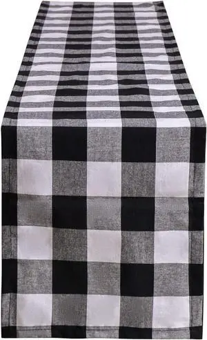 Tosewever Buffalo Check Plaid Table Runner, Cotton Polyester Blend Classic Family Dinner Table Runners for Indoor Outdoor Parties, Christmas Events Home Decoration (Black and White, 14 x 72 Inch) Tosewever Buffalo Check Plaid Table Runner, Cotton Polyester Blend Classic Family Dinner Table Runners for Indoor Outdoor Parties, Christmas Events Home Decoration (Black and White, 14 x 72 Inch)