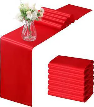 Horbaunal 6 Pack Satin Runners 12 x 72 Inch, Red | Bright Silky Smooth Satin Table Runners, for Birthday Wedding Party Banquets Horbaunal 6 Pack Satin Runners 12 x 72 Inch, Red | Bright Silky Smooth Satin Table Runners, for Birthday Wedding Party Banquets