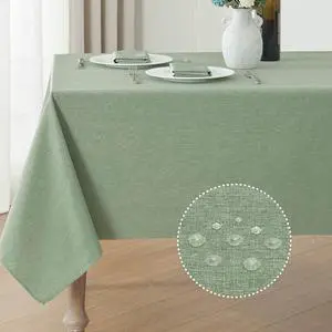 Veblandy Rectangle Tablecloth Waterproof Linen Textured Table Cloth Stain and Wrinkle Resistant Washable, Decorative Fabric Table Cover for Dining, Party and Camping (Sage Green, 52 * 70) Veblandy Rectangle Tablecloth Waterproof Linen Textured Table Cloth Stain and Wrinkle Resistant Washable, Decorative Fabric Table Cover for Dining, Party and Camping (Sage Green, 52 * 70)