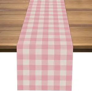 Nepnuser Linen Easter Pink and White Buffalo Check Plaid Table Runner Gingham Pink Farm Birthday Party Decorations Home Kichen Dining Room Decor 72 Inches Long Nepnuser Linen Easter Pink and White Buffalo Check Plaid Table Runner Gingham Pink Farm Birthday Party Decorations Home Kichen Dining Room Decor 72 Inches Long