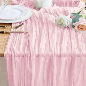 Wokceer Cheesecloth Table Runner Pink 10FT Boho Gauze Runner for Party | 120 Inch Cheese Cloth Table Runner Blushing Pink Rustic Sheer Runners for Wedding Birthday Baby Shower Christmas Table Decor Wokceer Cheesecloth Table Runner Pink 10FT Boho Gauze Runner for Party | 120 Inch Cheese Cloth Table Runner Blushing Pink Rustic Sheer Runners for Wedding Birthday Baby Shower Christmas Table Decor