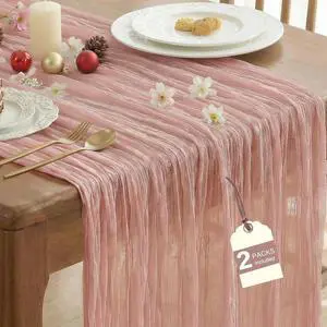 IVAPUPU Dusty Pink Table Runner 120 Inches for Birthday Party Home Decor | 2 Pcs Boho Gauze 10FT Cheesecloth Table Runners for Wedding Baby Shower Decorations Summer Garden Farmhouse IVAPUPU Dusty Pink Table Runner 120 Inches for Birthday Party Home Decor | 2 Pcs Boho Gauze 10FT Cheesecloth Table Runners for Wedding Baby Shower Decorations Summer Garden Farmhouse
