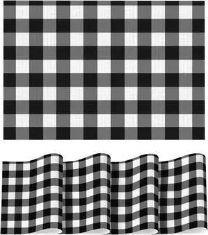 Artoid Mode Buffalo Plaid Vinyl Placemats Set of 4, 12x18 Inch Washable Non-Slip Heat Resistant Plastic Place Mats for Party Dining Table, Black/White Artoid Mode Buffalo Plaid Vinyl Placemats Set of 4, 12x18 Inch Washable Non-Slip Heat Resistant Plastic Place Mats for Party Dining Table, Black/White