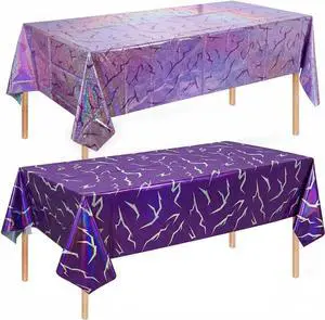 K-Style Birthday Decorations Iridescent Holographic Laser Tablecloth 2 Pack Purple Lightning Pattern Disposable Waterproof Plastic Table Covers for Girls Disco Bachelorette Party Supplies, 54x108 Inch K-Style Birthday Decorations Iridescent Holographic Laser Tablecloth 2 Pack Purple Lightning Pattern Disposable Waterproof Plastic Table Covers for Girls Disco Bachelorette Party Supplies, 54x108 Inch
