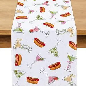 Weenies and Tinis Table Runner Hot Dog Martini Party Decoration Birthday Bachelorette Dining Room Home Kitchen Table Decor (13" x 72") Weenies and Tinis Table Runner Hot Dog Martini Party Decoration Birthday Bachelorette Dining Room Home Kitchen Table Decor (13" x 72")
