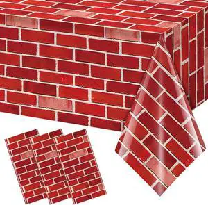 3 Pack 108x54 inch Red Brick Tablecloth,Brick Wrapping Wallpaper Backdrop Disposable Plastic Rectangular Table Covers Background for School Home Birthday Holiday Halloween Christmas Decorations 3 Pack 108x54 inch Red Brick Tablecloth,Brick Wrapping Wallpaper Backdrop Disposable Plastic Rectangular Table Covers Background for School Home Birthday Holiday Halloween Christmas Decorations