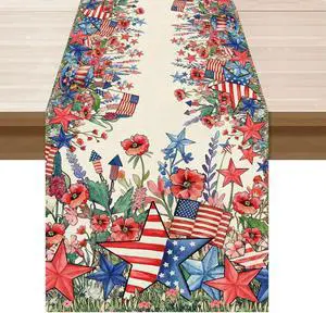 XCHI Watercolor Flowers America Stars Fireworks Memorial Day Table Runner 4th of July Patriotic Independence Day Table Decoration for Party Home Kitchen Dining Holiday Decor 13x72 Inch XCHI Watercolor Flowers America Stars Fireworks Memorial Day Table Runner 4th of July Patriotic Independence Day Table Decoration for Party Home Kitchen Dining Holiday Decor 13x72 Inch