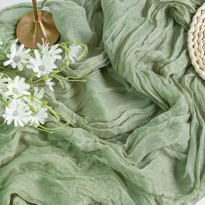 FEXIA Sage Green Cheesecloth Table Runner for Baby Shower Bridal Decoration | 35x120 Inches, Gauze Rustic Fall Table Cover for Wedding Party First Communion Centerpiece Engagement Home Decor FEXIA Sage Green Cheesecloth Table Runner for Baby Shower Bridal Decoration | 35x120 Inches, Gauze Rustic Fall Table Cover for Wedding Party First Communion Centerpiece Engagement Home Decor