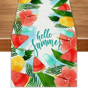 Watercolor Pineapple Watermenlon Summer Table Runner Summer Hawaiian Party Hawaii Party Decorations and Supplies for Home 13x72 Inch Watercolor Pineapple Watermenlon Summer Table Runner Summer Hawaiian Party Hawaii Party Decorations and Supplies for Home 13x72 Inch