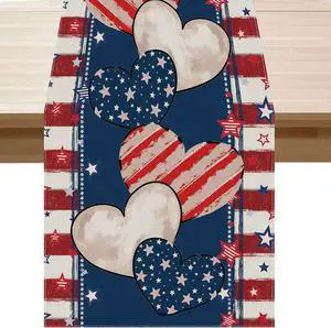 4th of July Table Runner Stripe Stars Heart Memorial Day Independence Day Patriotic America Table Decoration Home Kitchen Dining Indoor Holiday Farmhouse Decor 13x72 Inch 4th of July Table Runner Stripe Stars Heart Memorial Day Independence Day Patriotic America Table Decoration Home Kitchen Dining Indoor Holiday Farmhouse Decor 13x72 Inch