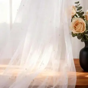 White Pearl Table Runner 29.5 x 120 Inch | Tulle Gauze, 10FT Length, Pearl Sheer, For Wedding Party Birthday and Home Decor White Pearl Table Runner 29.5 x 120 Inch | Tulle Gauze, 10FT Length, Pearl Sheer, For Wedding Party Birthday and Home Decor