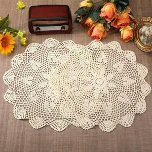 Beige Crochet Dollies for Tables 2 Pcs 15.7 Inch Round Large Table Doilies Vintage Lace Knitted Placemats Handmade Cotton Tablecloth for Home, Dining, Coffee Table, Wedding Party Decoration Beige Crochet Dollies for Tables 2 Pcs 15.7 Inch Round Large Table Doilies Vintage Lace Knitted Placemats Handmade Cotton Tablecloth for Home, Dining, Coffee Table, Wedding Party Decoration