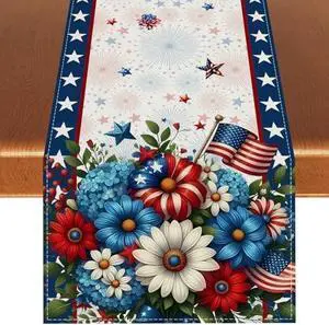 Memorial Day Patriotic 4th of July Table Runner,Red White and Blue Flowers Table Decor Veterans Day Independence Day Decorations and Supplies for Home Kitchen Table-13×72'' Memorial Day Patriotic 4th of July Table Runner,Red White and Blue Flowers Table Decor Veterans Day Independence Day Decorations and Supplies for Home Kitchen Table-13×72''