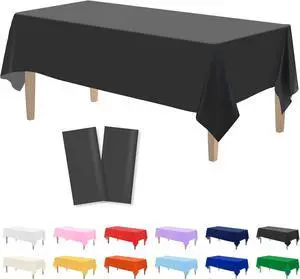 Kopokita 2 Pack Black Plastic Tablecloths Disposable 54 x 108 Inch | Rectangle Table Cloths, Party Table Covers for Birthday, Graduation, Back to School, Halloween Decorations Kopokita 2 Pack Black Plastic Tablecloths Disposable 54 x 108 Inch | Rectangle Table Cloths, Party Table Covers for Birthday, Graduation, Back to School, Halloween Decorations