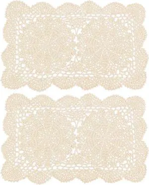 AUEAR, 2 Pcs Crochet Cotton Lace Placemats Doilies Rectangle Doily Beige Handmade for Dressers and End Tables, 17 * 9.5 inch AUEAR, 2 Pcs Crochet Cotton Lace Placemats Doilies Rectangle Doily Beige Handmade for Dressers and End Tables, 17 * 9.5 inch