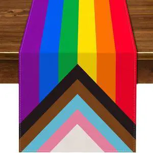 Nepnuser Rainbow Table Runner Rustic June Pride Month LGBTQ+ Party Decoration Linen Farmhouse Home Dining Room Kitchen Table Decor (13" x 72") Nepnuser Rainbow Table Runner Rustic June Pride Month LGBTQ+ Party Decoration Linen Farmhouse Home Dining Room Kitchen Table Decor (13" x 72")