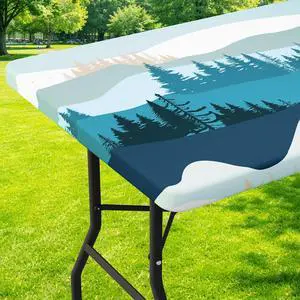 Moosfor Printed Spandex 6FT Table Cloth, Elastic Fitted Tablecloth | Rectangle Patterned Table Cover, Stretch Washable Table Cloths for Picnic, Patio, Dining, Kitchen, Forest Moosfor Printed Spandex 6FT Table Cloth, Elastic Fitted Tablecloth | Rectangle Patterned Table Cover, Stretch Washable Table Cloths for Picnic, Patio, Dining, Kitchen, Forest