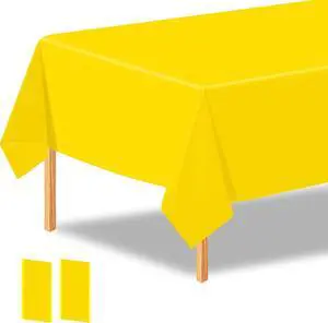 2Pcs Yellow Plastic Table Cloth, 54 x 108 Inch Rectangle Disposable Tablecloth for Birthday, Wedding, Picnic, Holiday Party 2Pcs Yellow Plastic Table Cloth, 54 x 108 Inch Rectangle Disposable Tablecloth for Birthday, Wedding, Picnic, Holiday Party