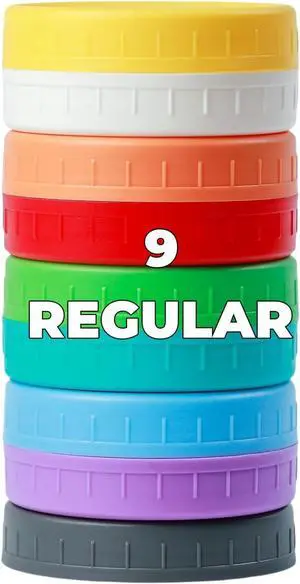 Bedgeta 9Pcs Mason Jar Lids, Regular Mouth Plastic Mason Lids, Leak Proof Canning Lid with Silicone Ring for Ball, Kerr and More, Reusable Can Tops, Colored Caps Covers for Jars Bedgeta 9Pcs Mason Jar Lids, Regular Mouth Plastic Mason Lids, Leak Proof Canning Lid with Silicone Ring for Ball, Kerr and More, Reusable Can Tops, Colored Caps Covers for Jars