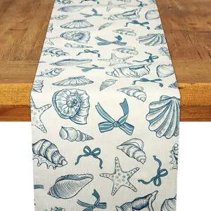 Blue Bow Seashell Table Runner Last Toast on The Coasttable Runner 13 x 72 Inch for Dinning Room Kitchen Summer Ocean Sea Decorations for Holiday Party Housewarming Gifts Baby Shower Blue Bow Seashell Table Runner Last Toast on The Coasttable Runner 13 x 72 Inch for Dinning Room Kitchen Summer Ocean Sea Decorations for Holiday Party Housewarming Gifts Baby Shower