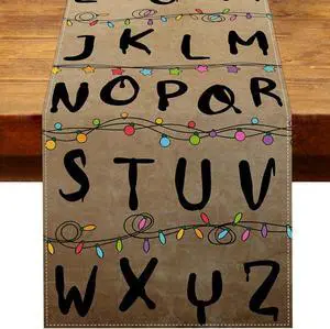 Halloween Alphabet Table Runner Rustic Spooky Birthday Party Decorations Horror Home Kitchen Dining Island Decor (13" x 72") Halloween Alphabet Table Runner Rustic Spooky Birthday Party Decorations Horror Home Kitchen Dining Island Decor (13" x 72")