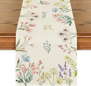 Artoid Mode Flowers Floral Summer Table Runner, Seasonal Spring Fall Kitchen Dining Table Decoration for Home Party 13x72 Inch Artoid Mode Flowers Floral Summer Table Runner, Seasonal Spring Fall Kitchen Dining Table Decoration for Home Party 13x72 Inch