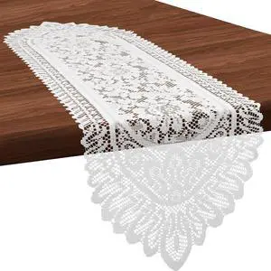 1 Pcs Doilies for Tables Dresser Scarf for Bedrooms Furniture White Lace Table Runner Crochet Cotton Desk Runner Dresser Cover Top 45" X 13.38" Vintage Lace Cloth for End 1 Pcs Doilies for Tables Dresser Scarf for Bedrooms Furniture White Lace Table Runner Crochet Cotton Desk Runner Dresser Cover Top 45" X 13.38" Vintage Lace Cloth for End